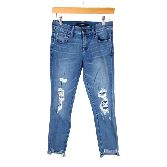 J Brand Women's Skinny Distressed Denim  Medium Wash Jeans Size 24 - Picture 1 of 6